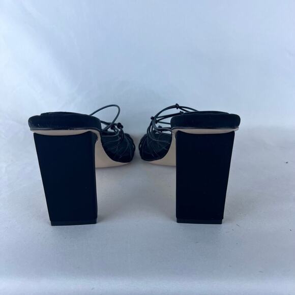 Good American Women's Size 8 Caged Black Velvet Heel Square Toe - Picture 9 of 10